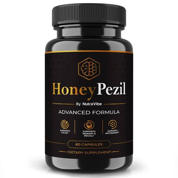 HoneyPezil Pills Daily Formula with a Natural Blend to Help Maintain Focus, Memory & Concentration | Clean, Gentle, Easy-to-Swallow Capsules for Everyday Sharpness (60 Capsules)