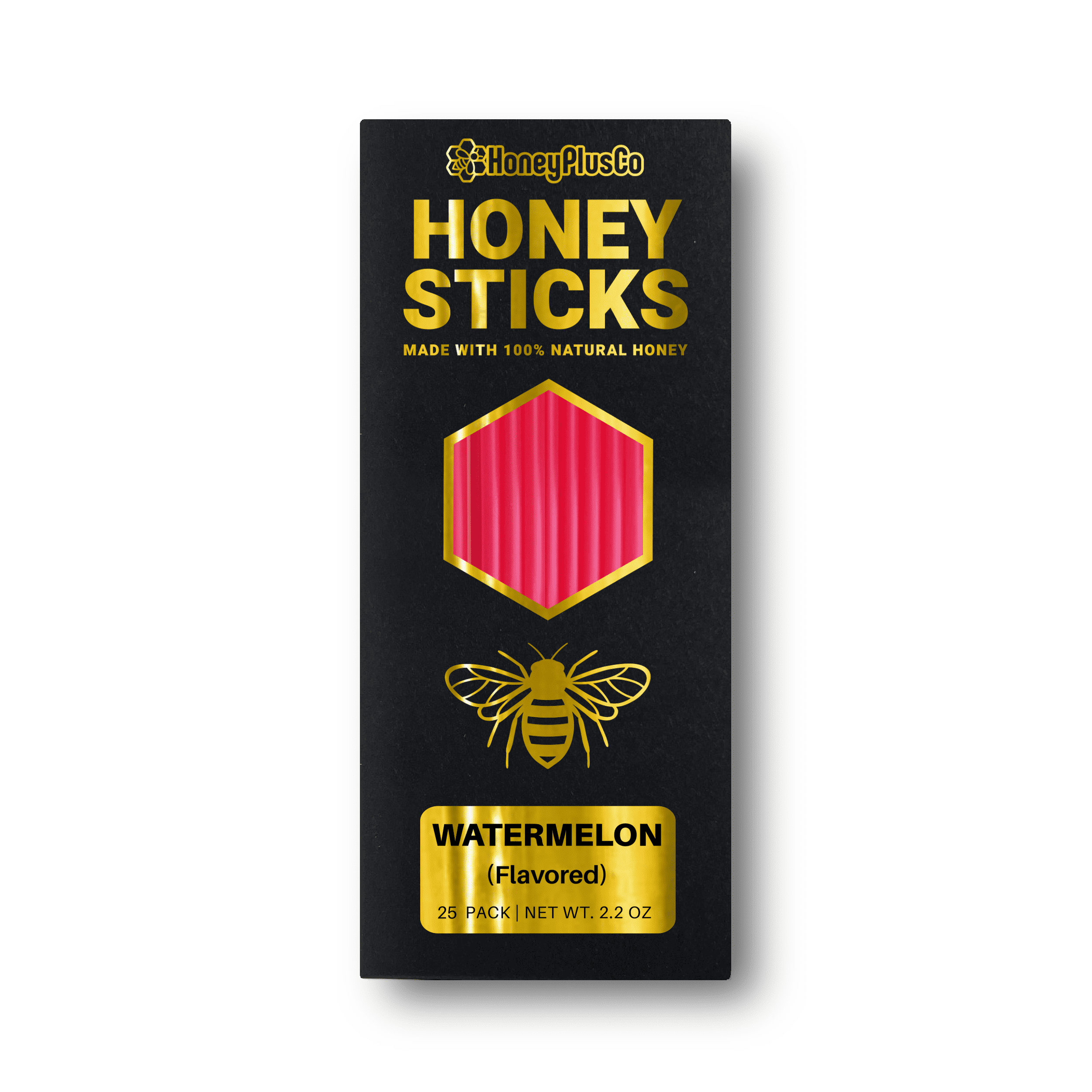HoneyPlusCo | 100% Natural Honey Sticks - Watermelon (Flavored) (25 Pack)