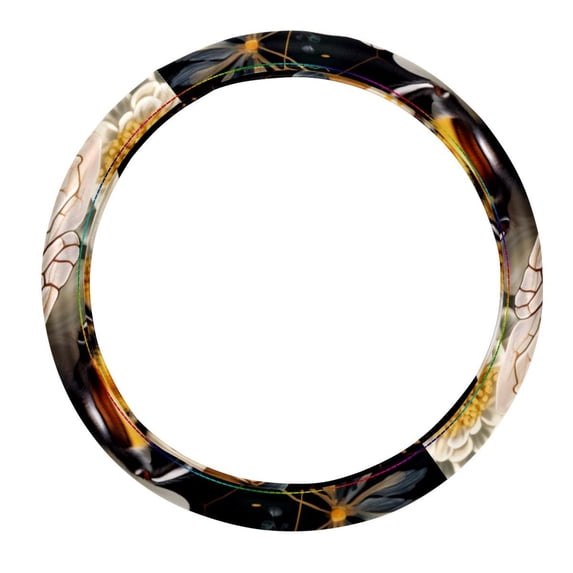 Honeybee 14.5 Inch Printing PVC Leather Steering Wheel Cover Auto Accessories