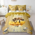 thumbnail image 1 of Honeybee 7 Piece Comforter Set Full Bed in a Bag,Yellow Sequin Fluid Art Comforter and Sheet Set,Crystal Diamond Bedding Set,Bee Beetles Bed Set Cute Animals Bugs Room Decor, 1 of 5