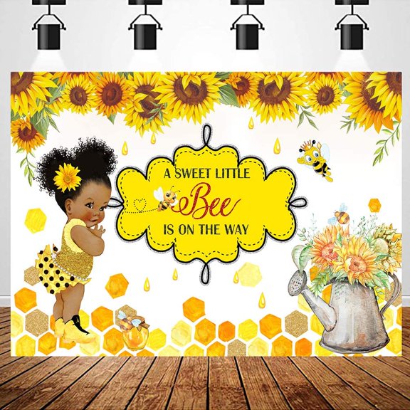 Honeybee Baby Shower Backdrop A Sweet Little Bee is on The Way Photography Background for Girl Sunflower Gender Reveal Party Decorations Banner Photo Studio Props