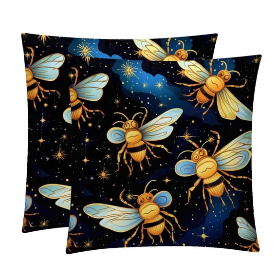 Honeybee Bed Pillow Covers Set - 2 Decorative Throw Pillow Patterns - Available in 16x16, 18x18, and 20x20 Inches for Any Occasion - Decorative Pillows, Bed Pillow