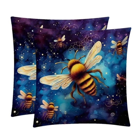 Honeybee Covers Set of 2 with Velvet Fabric and Unique Patterns for 16x16, 18x18, 20x20 Inch Throw Pillow Inserts, Throw Pillows, Throw Pillow - for Any Occasion