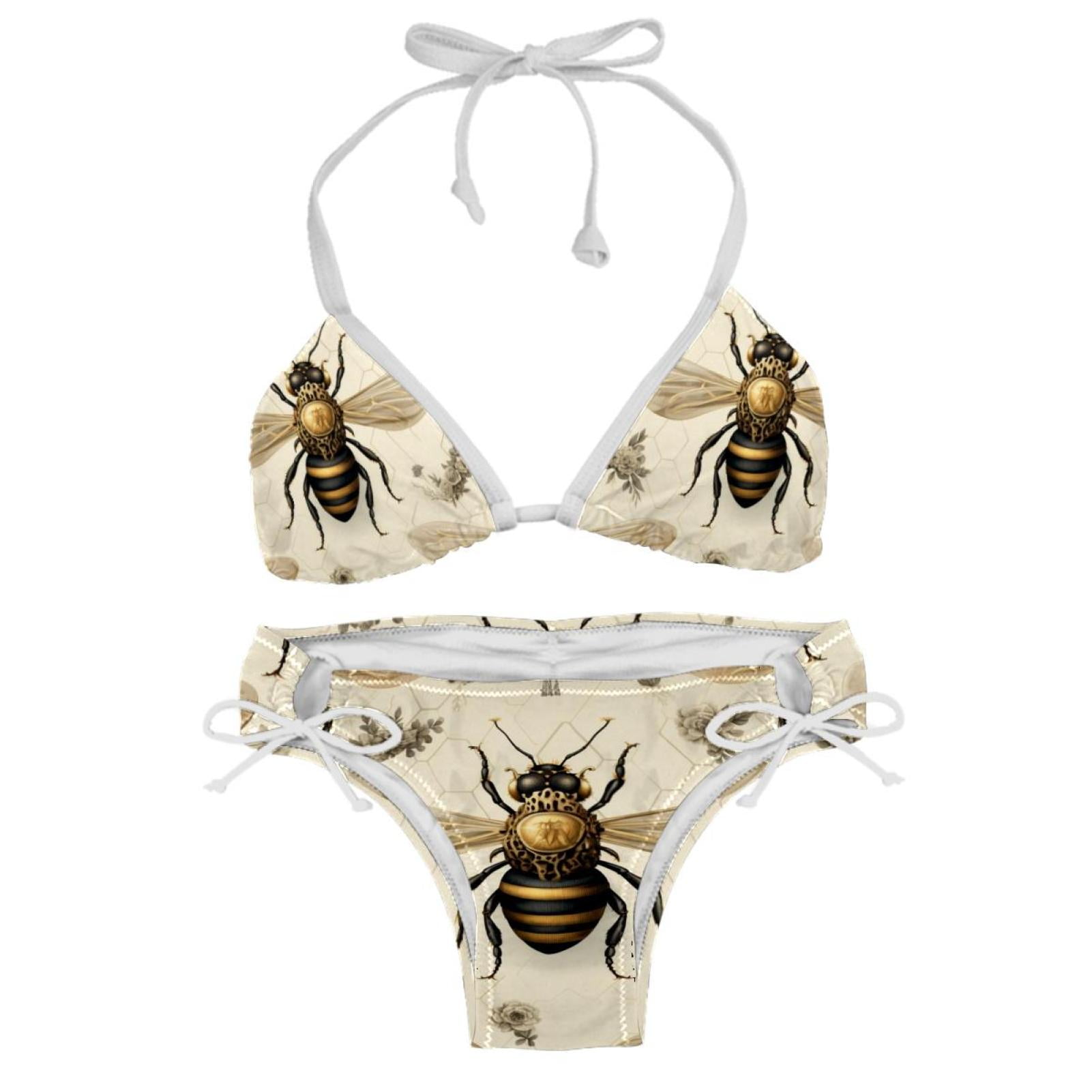 Honeybee Detachable Sponge Adjustable Strap Bikini Set Swim Wear 2Pack