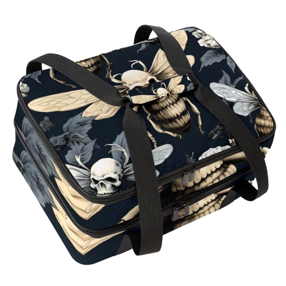 Honeybee Double Layered Insulated Refrigerated Lunch Bag with Two Compartments, Large Capacity, and Handheld Carry - 7.1x11.4x16.1 Inches