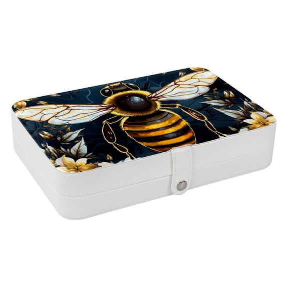 Honeybee Earring Organizer Jewelry Box Necklace Organizer PU Leather with Removable Compartment Portable