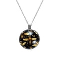 thumbnail image 1 of Honeybee Elegant Glass Circular Pendant Necklace - Women's Fashion Necklace with Stunning Design, 1 of 5