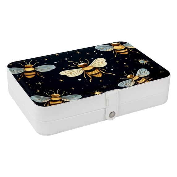 Honeybee Elegant PU Leather Portable Organizer Box with Removable Compartment - Earring Holder, Decorative Box, Jewelry Box