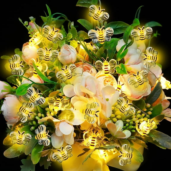Honeybee Fairy String Lights 10 ft Bee Lights with 30 Pcs Honeybee Shaped LED Light for Fairy Decor, Bee Festival, Party, Bedroom, Living Room, Plants, Patios, Wedding