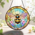 thumbnail image 1 of Honeybee Flower Glass Suncatcher, Bee Glass Suncatcher, for Garden Lovers, Bee Wildflower Ornament, Housewarming, 6.3 in, 1 of 3