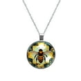 thumbnail image 1 of Honeybee Glass Design Circular Pendant Necklace - Elegant Statement Piece for Women, 1 of 5
