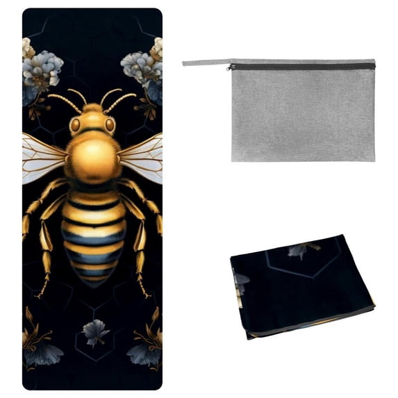 Honeybee Gym Towel with Storage Bag, 72.8"x26.8", Suitable for Yoga, Pilates, Fitness, etc. - Hot Yoga Towel, Yoga Blanket Included
