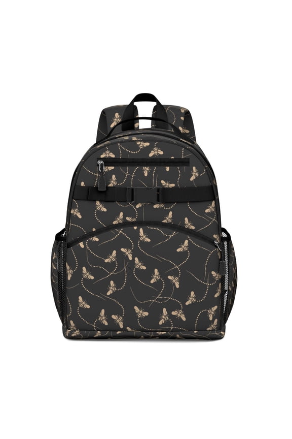Honeybee Lover School Backpack with Yellow Hive Cartoon, Bee Print Design, and Cute Bumble Bee Pattern for Students