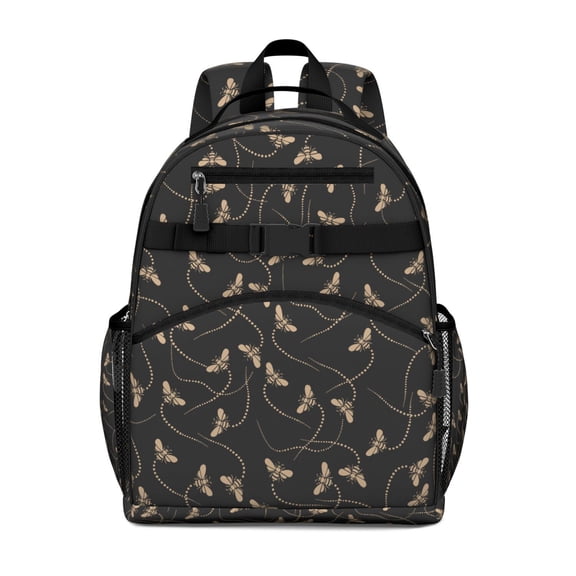 Honeybee Lover School Backpack with Yellow Hive Cartoon, Bee Print Design, and Cute Bumble Bee Pattern for Students