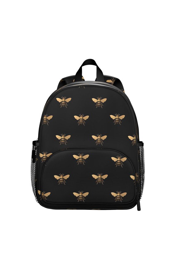 Honeybee Lover Student Backpack – Artistic Bee Print Design With Cute Bumble Bee Cartoon Pattern And Honeycomb Yellow Hive