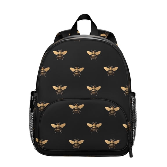 Honeybee Lover Student Backpack – Artistic Bee Print Design With Cute Bumble Bee Cartoon Pattern And Honeycomb Yellow Hive