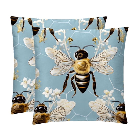 Honeybee Luxurious Velvet Decorative Pillows Covers - Set of 2 Throw Pillow Covers for Chair, Unique Patterns, 16x16, 18x18, 20x20 Inches for Any Occasion