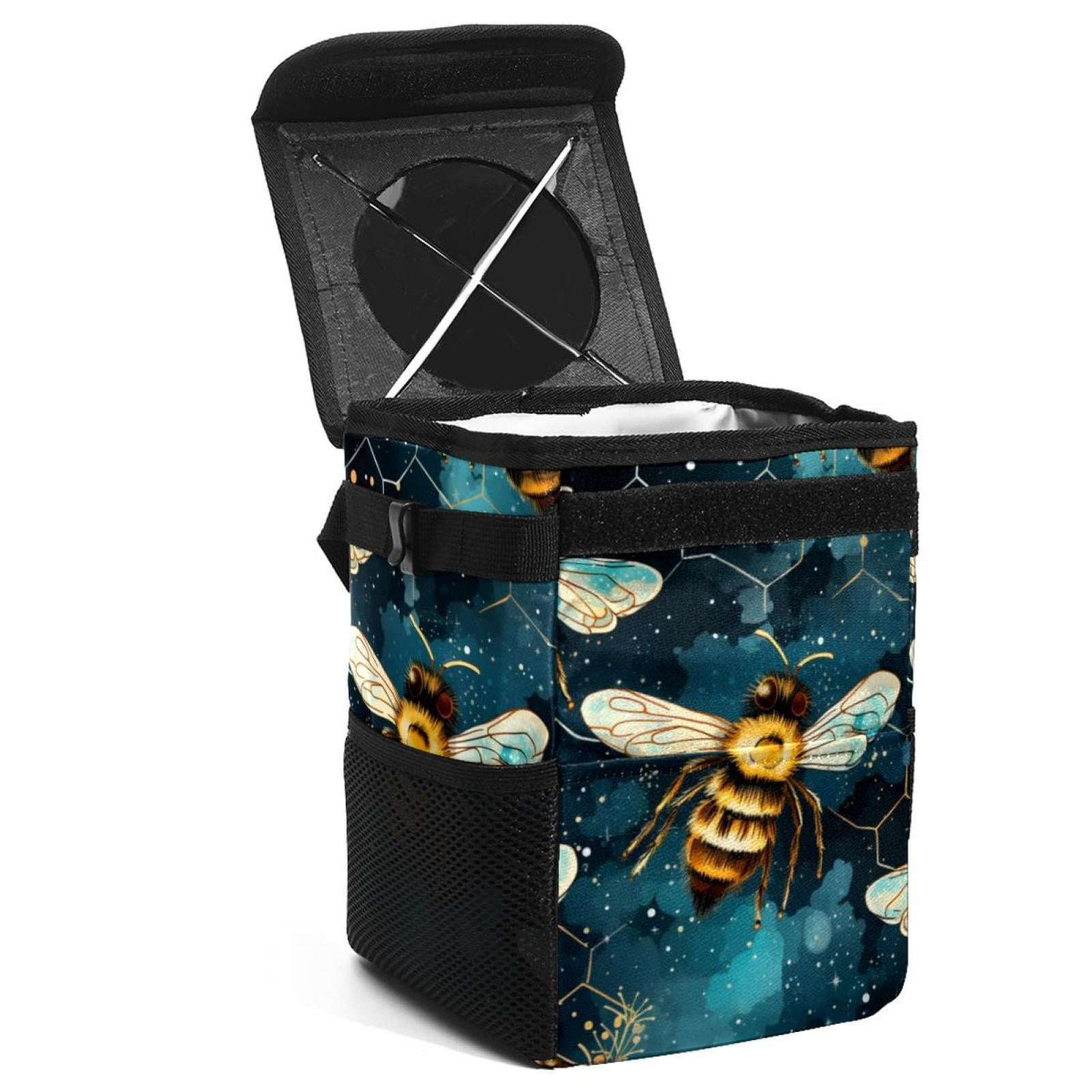 Honeybee Mini Trash Can Car Garbage Can Car Trash Can Foldable with Lid ...