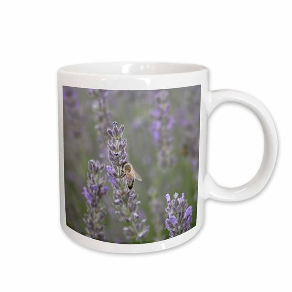 3drose, Honeybee on Lavender Close Up Photography, 15oz Mug
