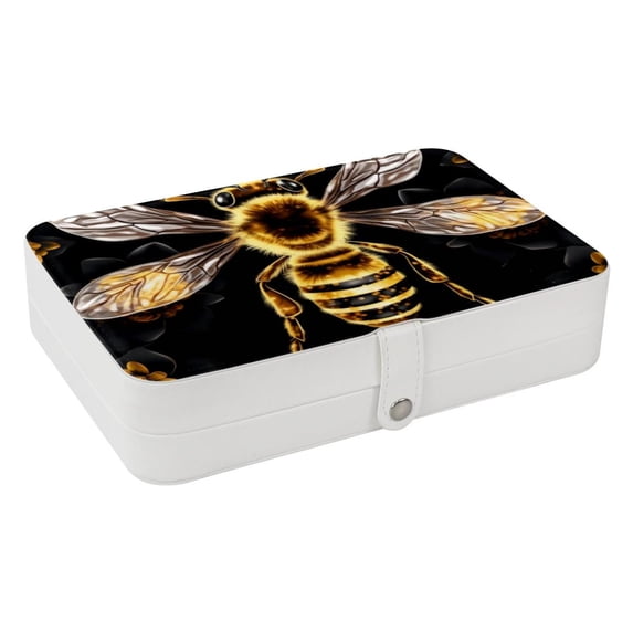 Honeybee PU Leather Jewelry Box Necklace Organizer with Removable Compartment and Storage Box - Portable Beauty Organizer