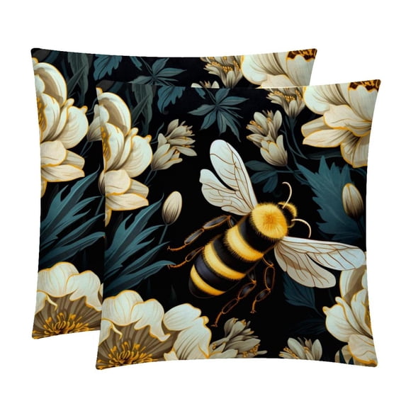 Honeybee Pillow Covers Sets - Decorative Pillows for Bed and Couch - Unique Patterns - Available in 16x16, 18x18, and 20x20 Inches - Set of 2 for Any Occasion