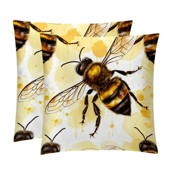 Honeybee Pillow Covers with Unique Patterns - Set of 2, Chair Pillow Covers for Sofa, Couch, Bed - Available in 16x16, 18x18, 20x20 Inches for Home Decor and Gifts