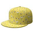 thumbnail image 1 of Honeybee Print Flat Brim Cap - Cute Bee & Hive Pattern Snapback Hat - Urban Style Adjustable Baseball Cap - Gift for Bee Lovers, 1 of 5
