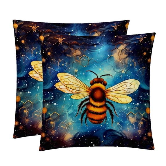 Honeybee Set of 2 - Chair Pillow Covers with Unique Patterns - Throw Pillow Inserts Included, Available in 16x16, 18x18, 20x20 Inches - Ideal for Home Decor,and Gifts