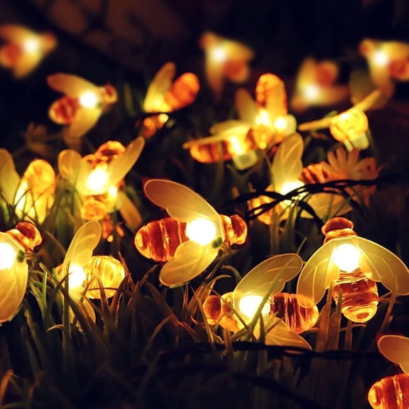 Honeybee String Lights, Waterproof 30 Led Bumble Bee Shape Solar Powered Fairy String Lights for Outdoor Garden Summer Party Wedding Xmas Decoration