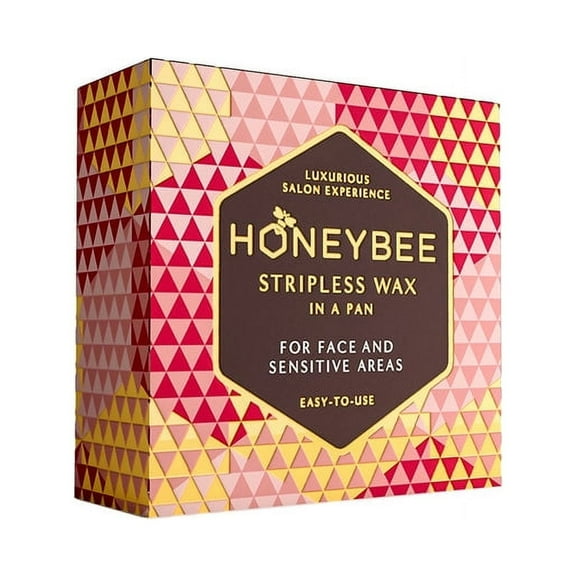 Honeybee Stripless Wax | Pan with Handle | Spatula | Post Wax Wipes | For Upper Lip, Chin, Jaw, Underarms and Brazilian | For face and sensitive areas | 120g