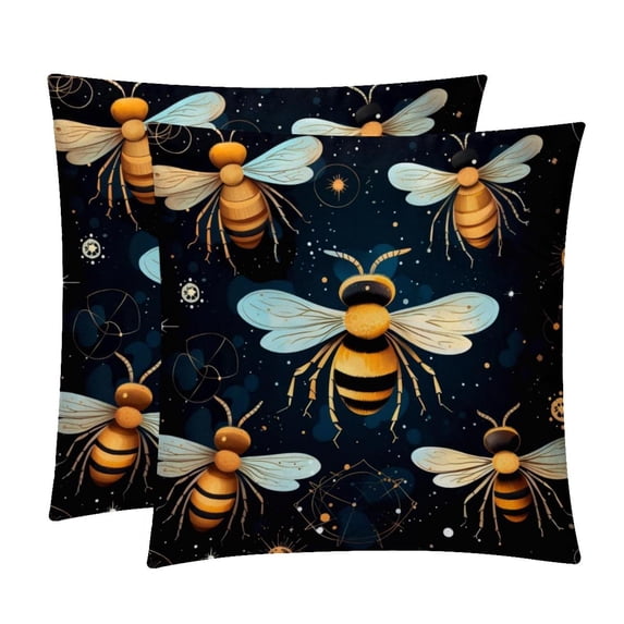Honeybee Throw Pillow Covers Set of 2 - 16x16, 18x18, 20x20 Inches - Unique Patterns - Ideal for Bed Pillow, Throw Pillows for Various Occasions