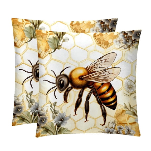 Honeybee Velvet Throw Covers Pillows with Unique Patterns - Set of 2 Decorative Pillow Inserts in 16x16, 18x18, 20x20 Inches for Home Decor and More