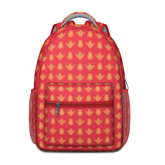 Honeybee and Hive Print Backpack – Cute Bumble Bee Pattern Schoolbag for Bee Lovers and Gift Ideas