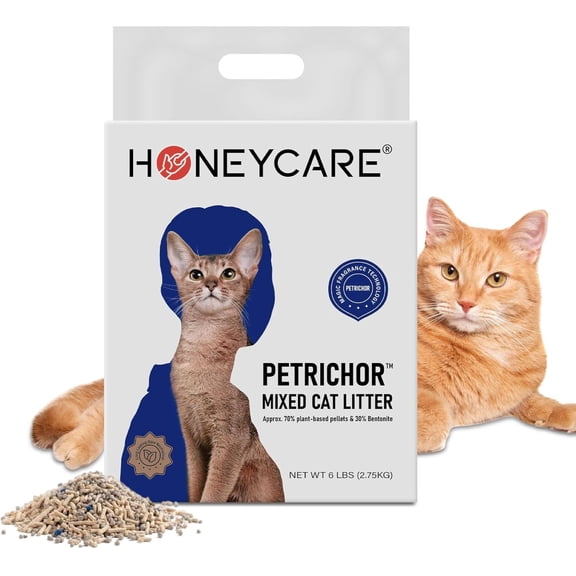 Honeycare Tofu Cat Litter, Plant-Based Pellets, Low-Dust, Quick Clumping, Odor Control, 24-lbs Pack (6 lbs x 4)