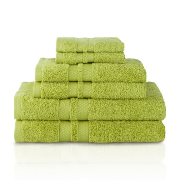 Honeycomb 100% Combed Cotton 500GSM Solitaire Border 6-Piece Towel Set Celery