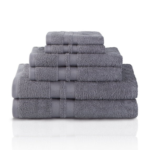 Honeycomb 100% Combed Cotton 500GSM Solitaire Border 6-Piece Towel Set Charcoal
