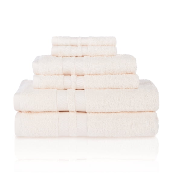 Honeycomb 100% Combed Cotton 500GSM Solitaire Border 6-Piece Towel Set Ivory