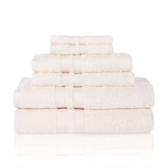 Honeycomb 100% Combed Cotton 500GSM Solitaire Border 6-Piece Towel Set Ivory