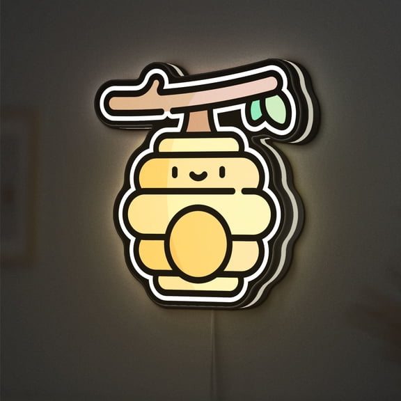 Honeycomb 3D Novelty Light Box, Bee Hive and Honey Wall Art, Decor for Nature and Farming Fans (Width 8 inch, 20cm)