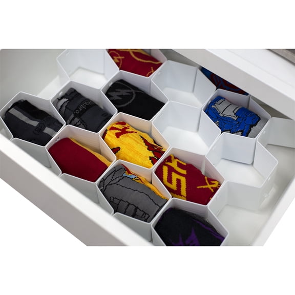 Honeycomb 8 Piece Plastic Partition Customizable Drawer, White