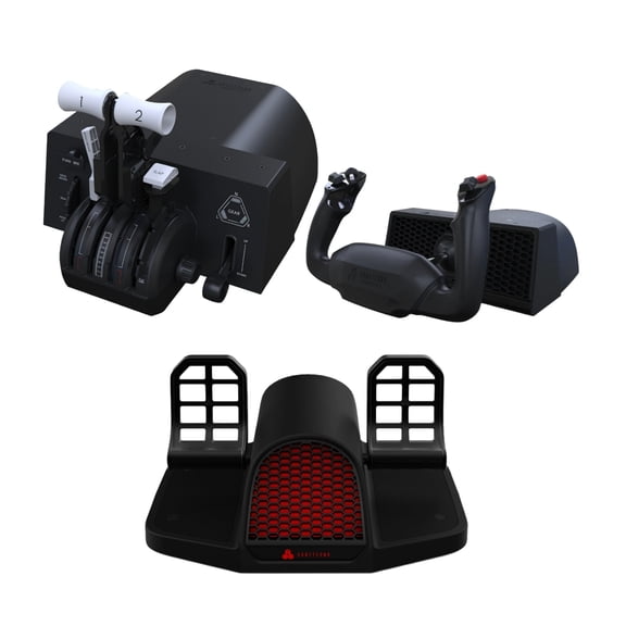 Honeycomb Aeronautical PC Flight Simulator Complete Bundle (Alpha LITE Yoke, Bravo LITE Throttle, and Charlie Pedals) (3 Items)