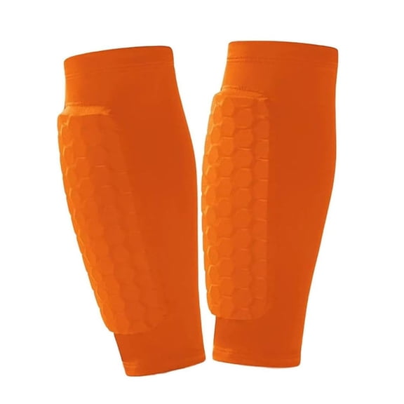 Honeycomb Anti-Collision Knee Guards, Calf Compression Sleeve for Skiing and Snowboarding, Breathable Elastic Sports Protective Gear, Unisex Pads for All Ages - Orange
