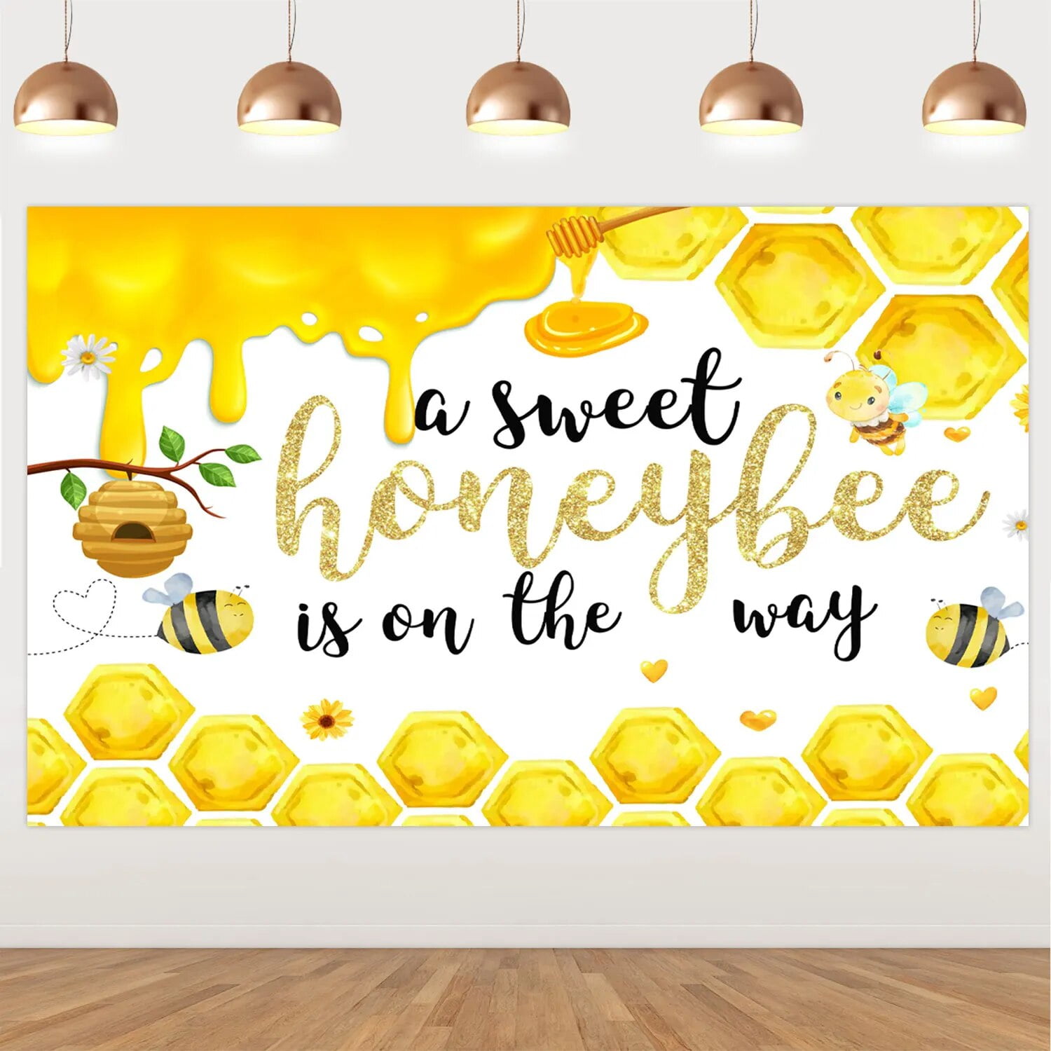 Honeycomb Backdrop for Baby Shower, Sweet Honey Theme Photography ...