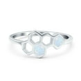 thumbnail image 1 of Honeycomb Band Ring Lab Created White Opal Solid 925 Sterling Silver Size 7, 1 of 6