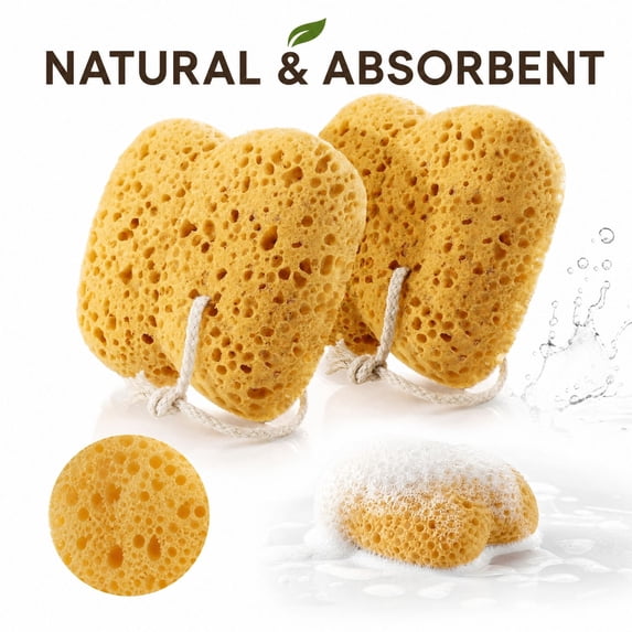 Honeycomb Bath Sponge Set, Two Exfoliating Body Scrubbing Sponges for ...