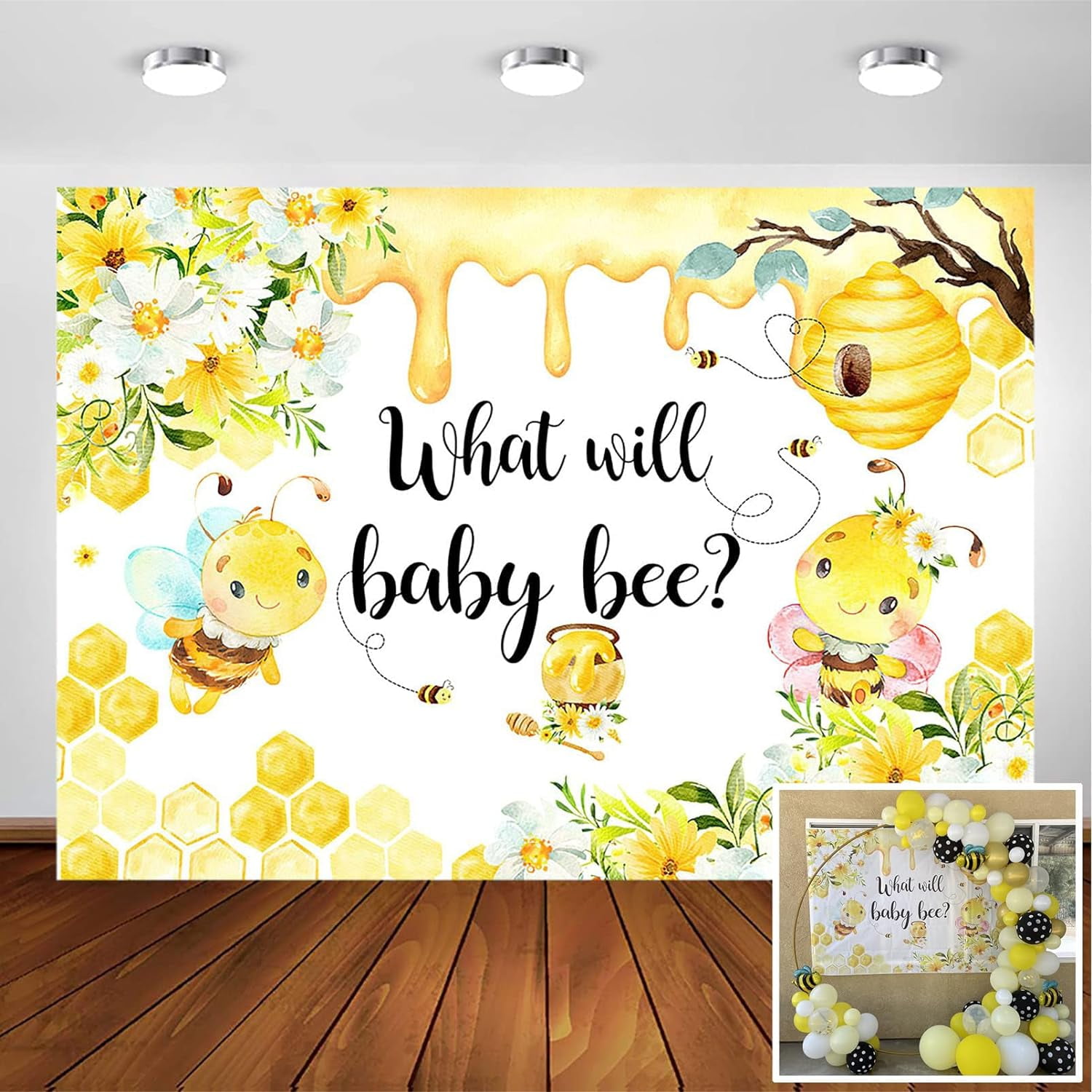 Bee Gender Reveal Backdrop Sunflower Bumble Bee or Honey Bee