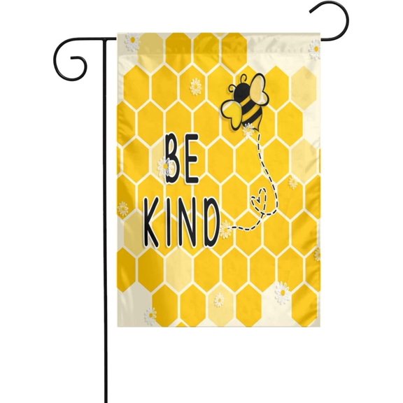 Honeycomb Bee Kind Garden Flag Yard Flags 12 X 18 Inch, Double Sided Outdoor Decoration Flag Welcome Flag Banner For Porch Farmhouse Home