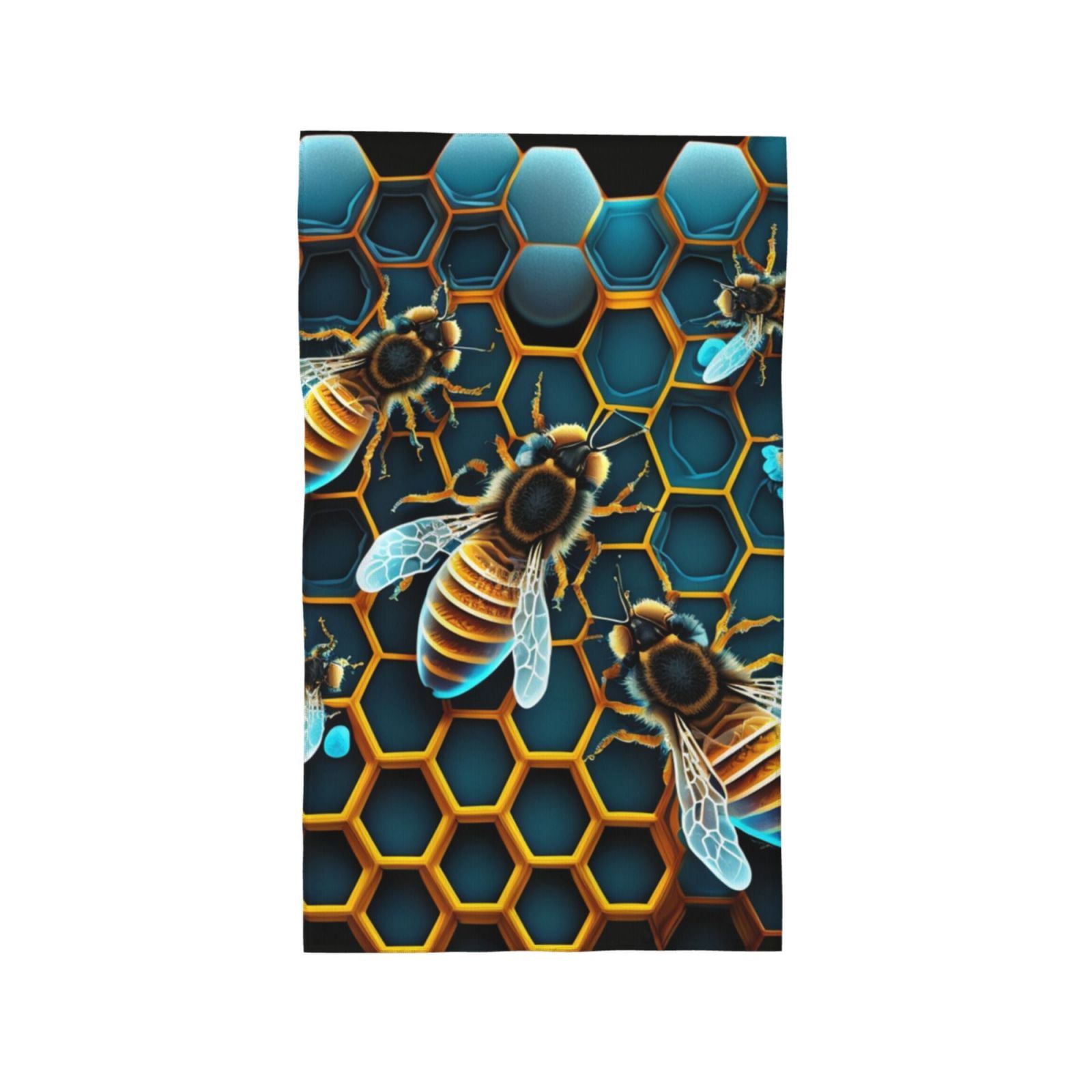 Honeycomb Bee Starry Bee Honey 27.5" x 16" Ultra Soft Hand Towel, Face Wash Cloth for Bathroom, Gym, Travel, Pool