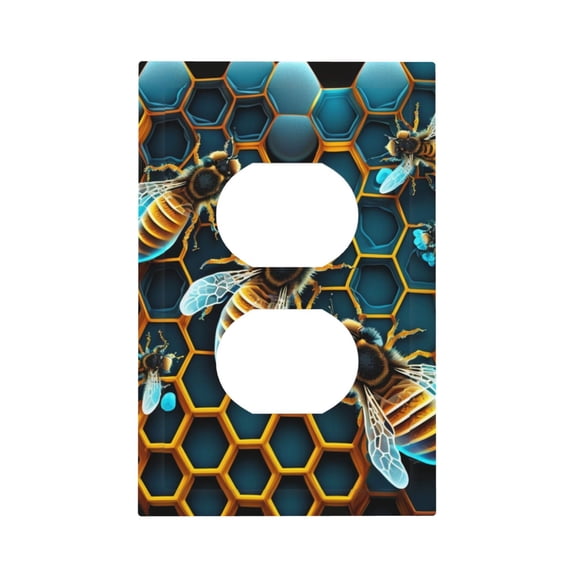 Honeycomb Bee Starry Bee Honey Duplex Wall Plate 1 Gang Decorative Electrical Outlet Light Switch Cover Switchplate