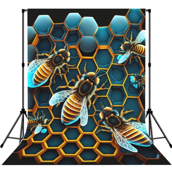 Honeycomb Bee Starry Bee Honey Photography Backdrop 5x7Ft Background for Photo Studio Video Recording Birthday Party Wedding Home Decor